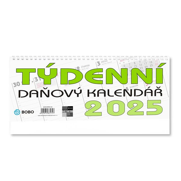 BOBO Kalendář stolní 2025 daňový, týdenní, sloupcový