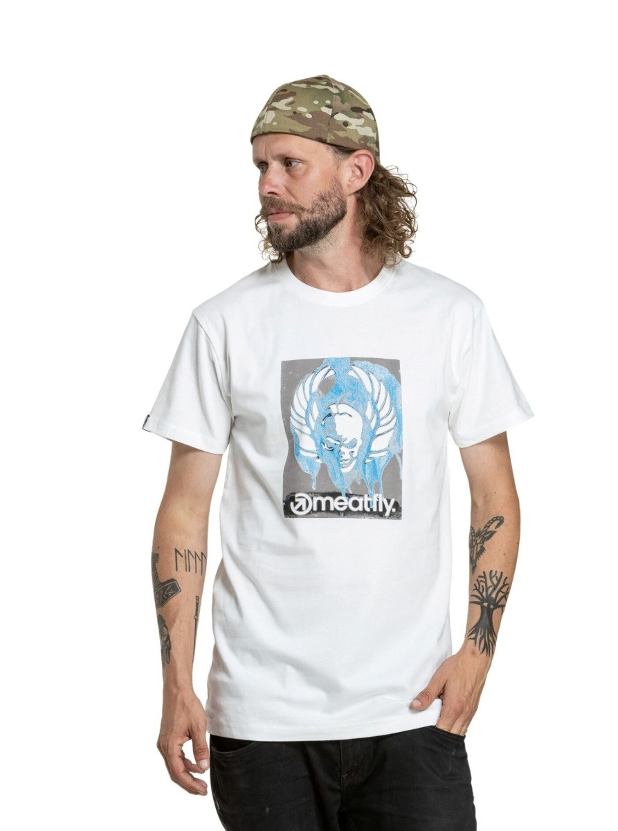 Pánské tričko meatfly stencil bílá m
