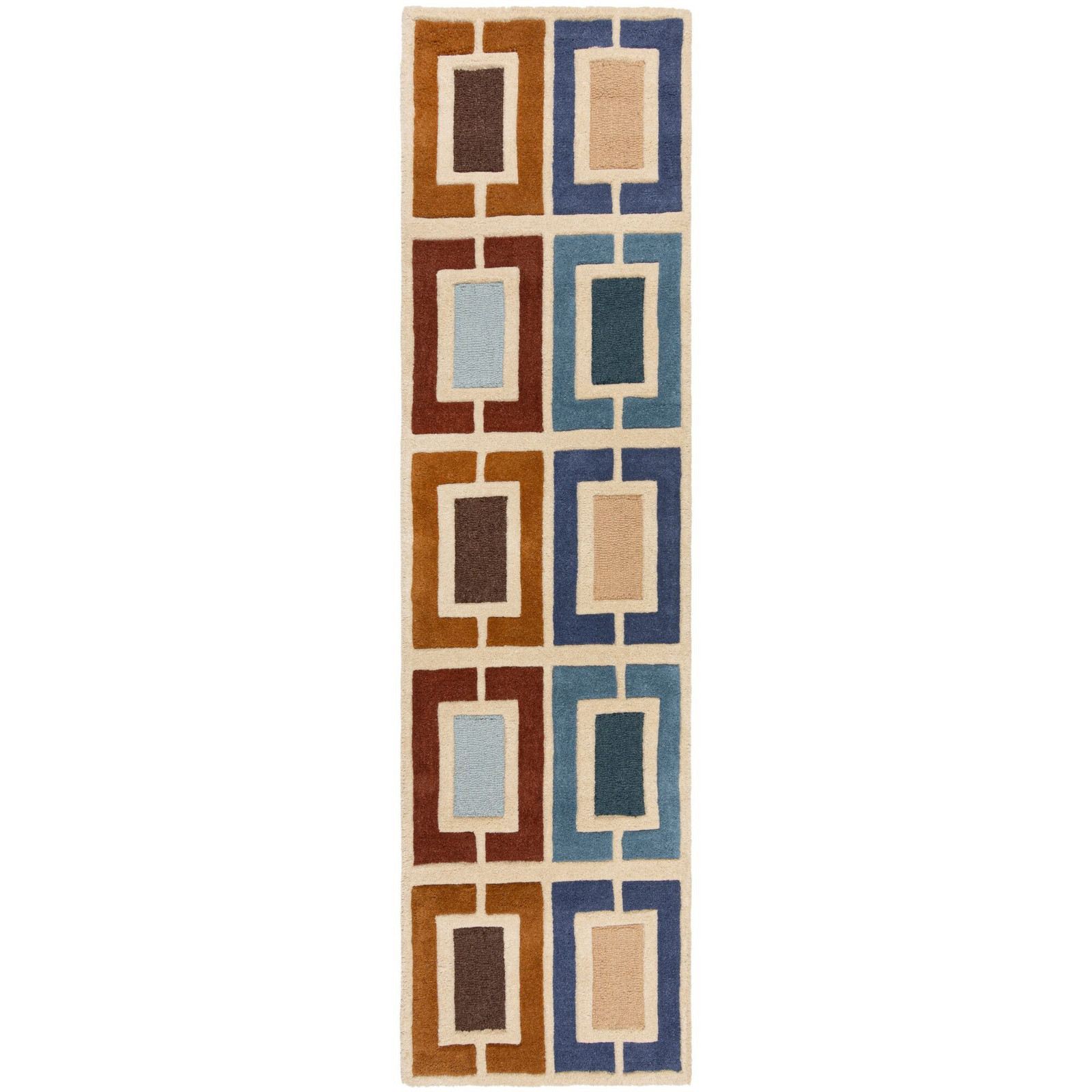 Ručně všívaný běhoun Illusion Retro Blocks Blue/Multi - 60x230 cm Flair Rugs koberce