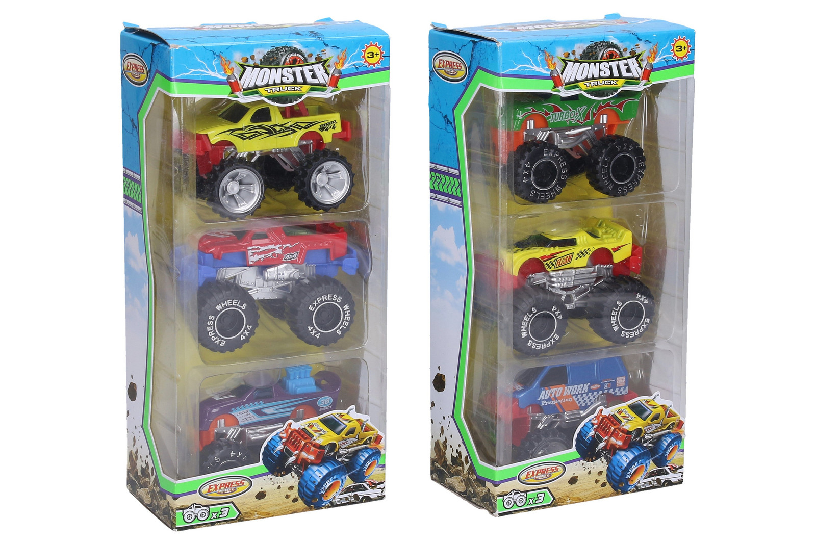 Auta Monster Truck kovová 3 ks 8 cm