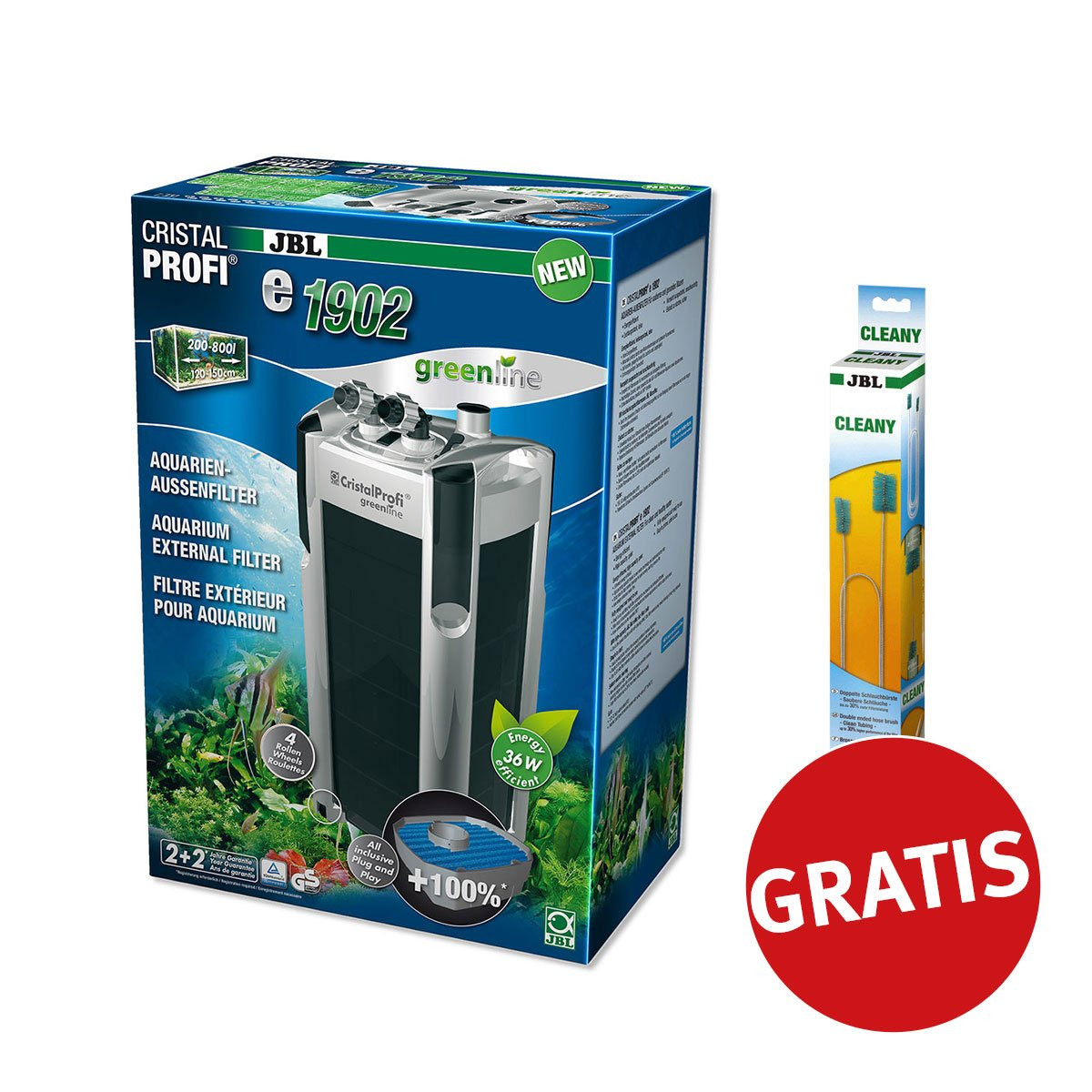 JBL Cristal Profi greenline e1902 + Cleany štětka na čištění hadic zdarma