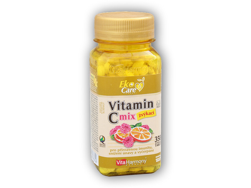 VitaHarmony Vitamín C 100mg MIX pomeranč malina 350 žvýkacích tablet