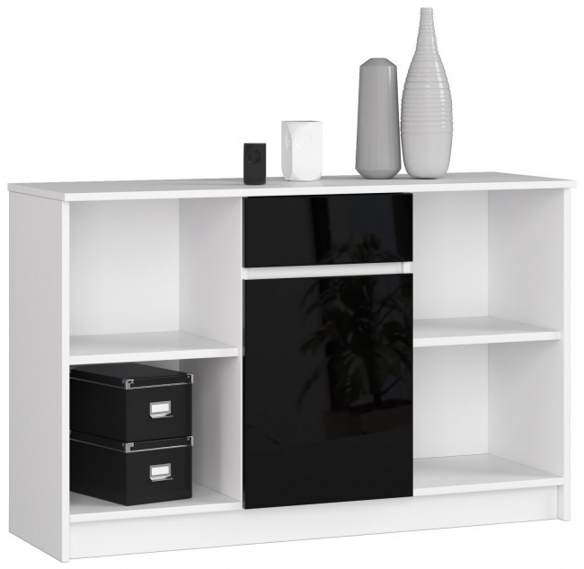 Komoda B-17 CLP bílá / černá lesk
