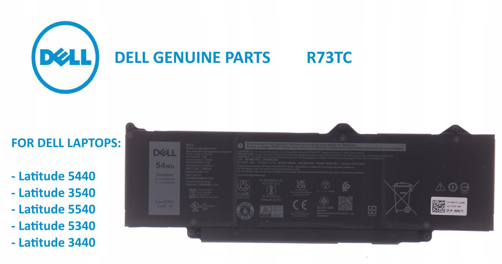 Dell Latitude 5440 3540 5540 5340 3440 Baterie Model R73TC