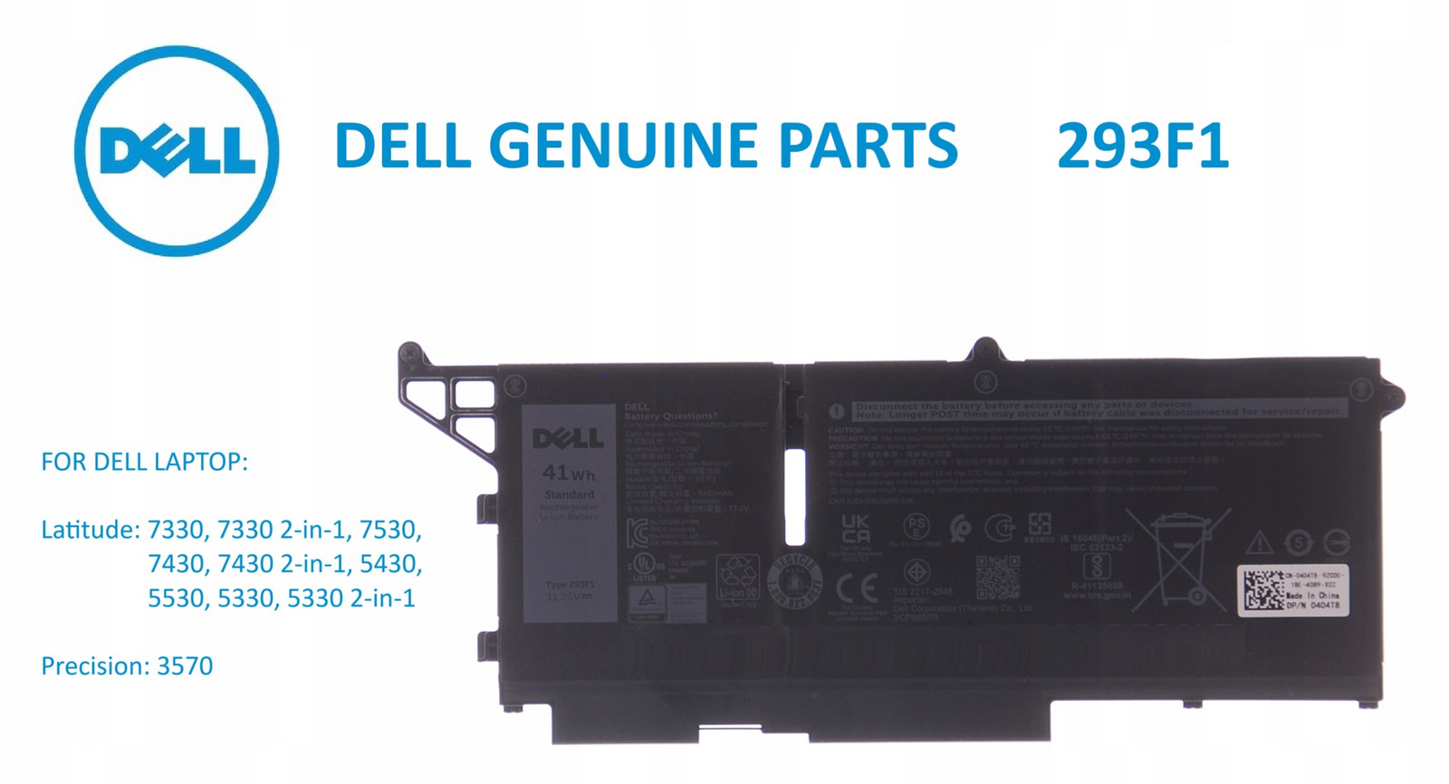 Baterie Dell Latitude 7330 7530 7430 5430 5530 5330 5330 Model 293F1