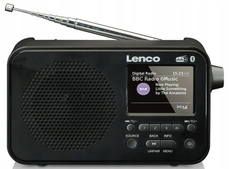 Rádio Lenco PDR-036BK Dab+ Fm Rds Bluetooth Vestavěná Akumulátor Hodiny