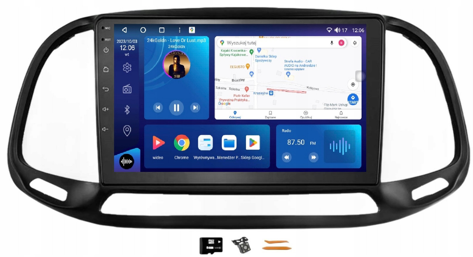 Radio Android Navigace Qled Carplay Lte Gps Dsp 128GB Fiat Doblo 2 14-22