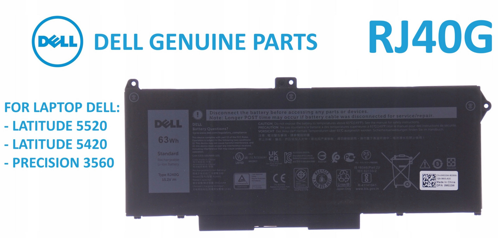 Baterie Dell Latitude 5520, Latitude 5420, Precision 3560 Model RJ40G