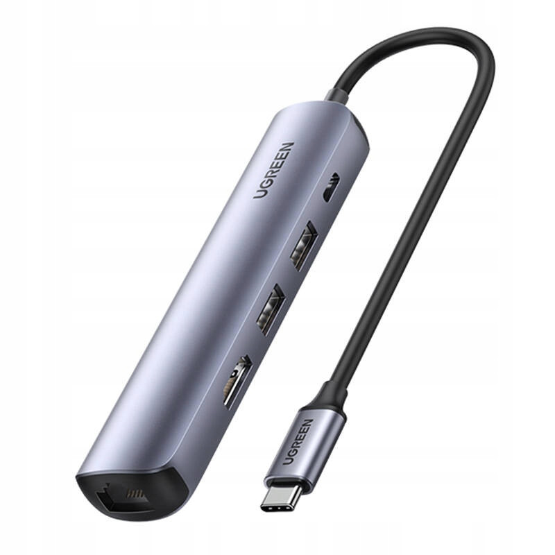 Hub/Adaptér Revodok CM418 Usb-c na 2x Usb, Hdmi 4K 30 Hz, RJ45 1Gbps, Pd