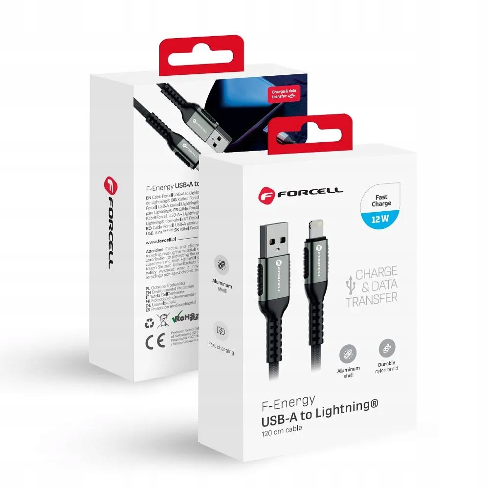 F-energy C257 kabel Usb A na Lightning 2,4A 12W Cafule 1,2 m černý