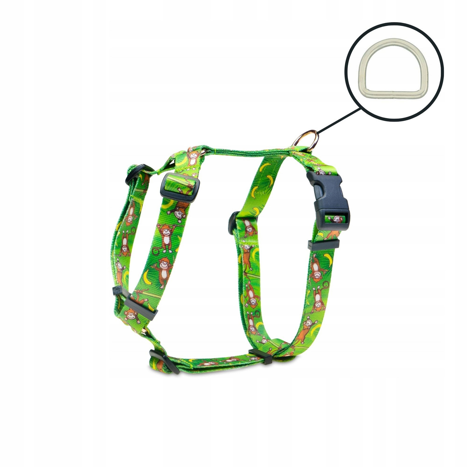Postroj guard vycházkový pro malého psa barevné vzory zelené opičky Xxs