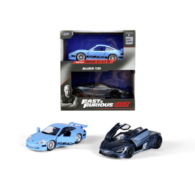 Rychle a zběsile Twin Pack Brianovo Porsche 996 GT3 RS a Shaw's McLaren, 1:32 Wave 1/2