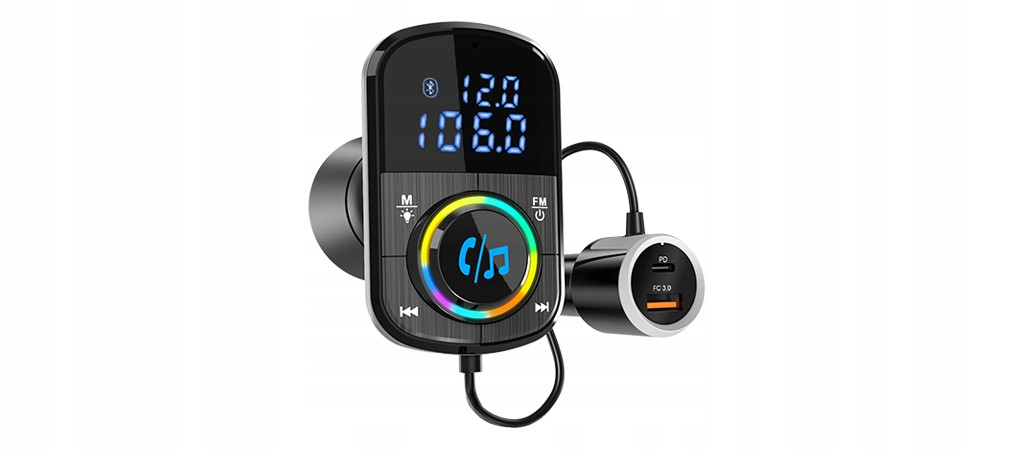 Bluetooth Fm transmitter Navitel BHF08 Pro -měřič napětí, Usb-a a Usb-c