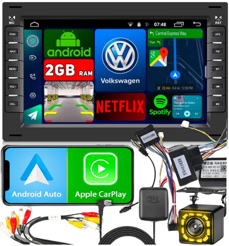 Autorádio pro Volkswagen Vw Bora Multivan Polo MK4 Carplay Gps Wifi