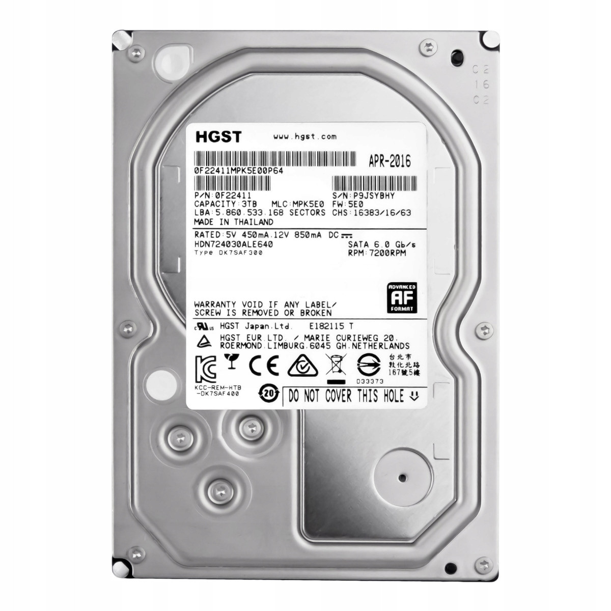 Hgst DeskStar Nas 3TB 7,2K 64MB Sata III 3,5'' HDN724030ALE640