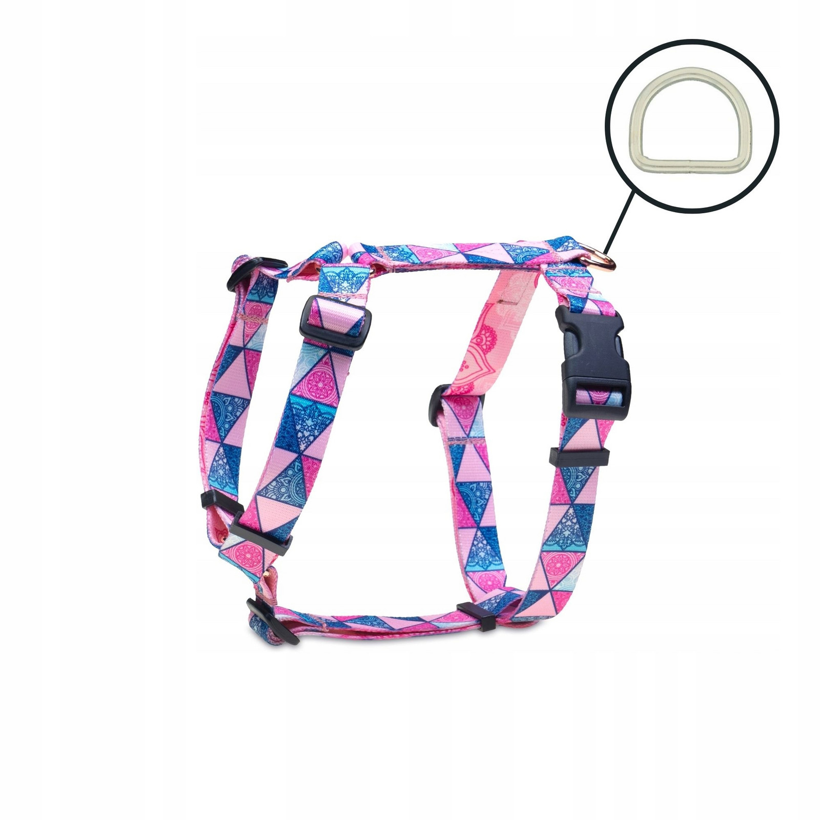 Postroj guard vycházkový pro malého psa barevné vzory růžový Xs ale mandaly!