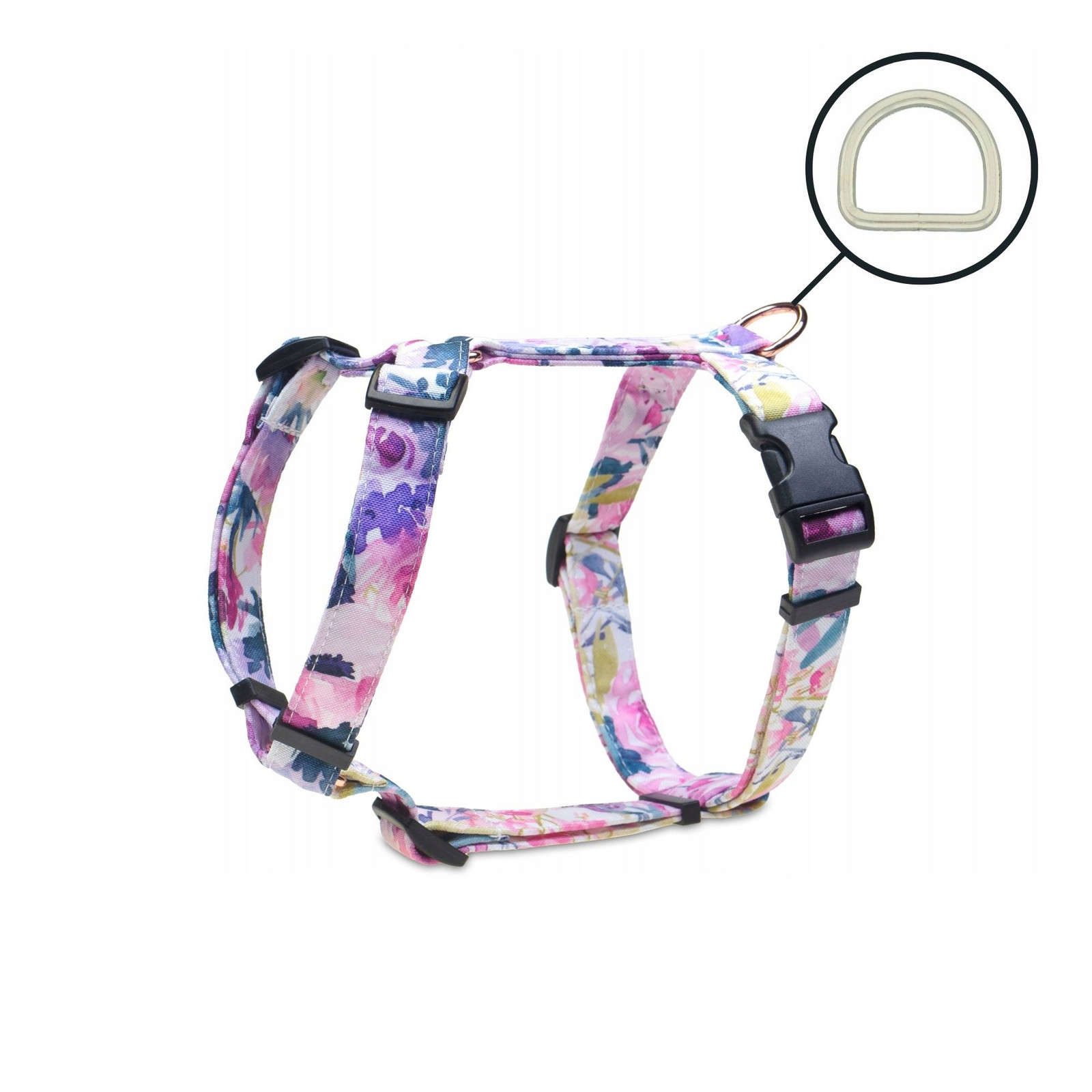 Postroj guard vycházkový pro malého psa barevné fialové květy růží Xxs