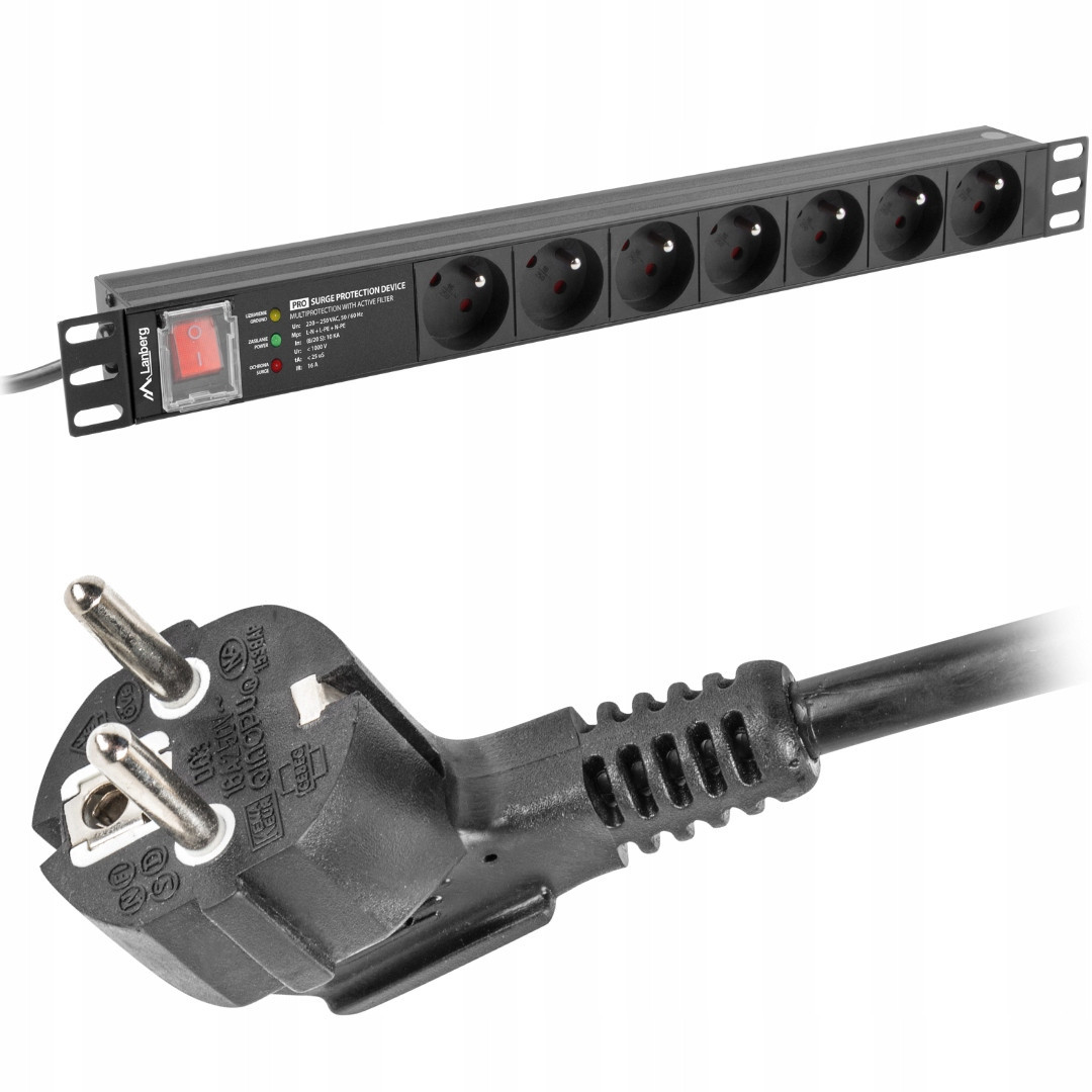 Zásuvková Lišta Rack Pdu Skříně 1U 19“ Palců 230V 16A 2M 7X French Lanberg