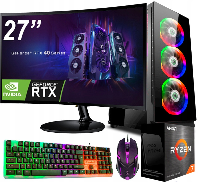 Herní Set Ryzen Gamer Master 7 32GB Rtx 4060 8GB Monitor 27