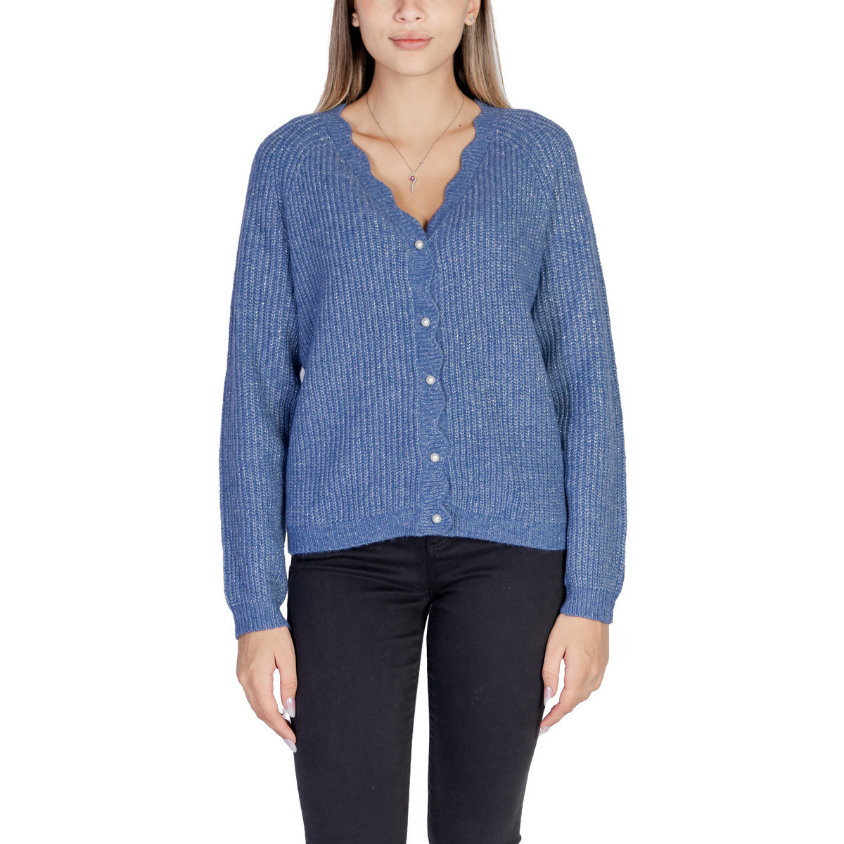 Vila  VICUTIE L/S REV GLITTER KNIT CARDIGAN/PB 14098048  Modrá