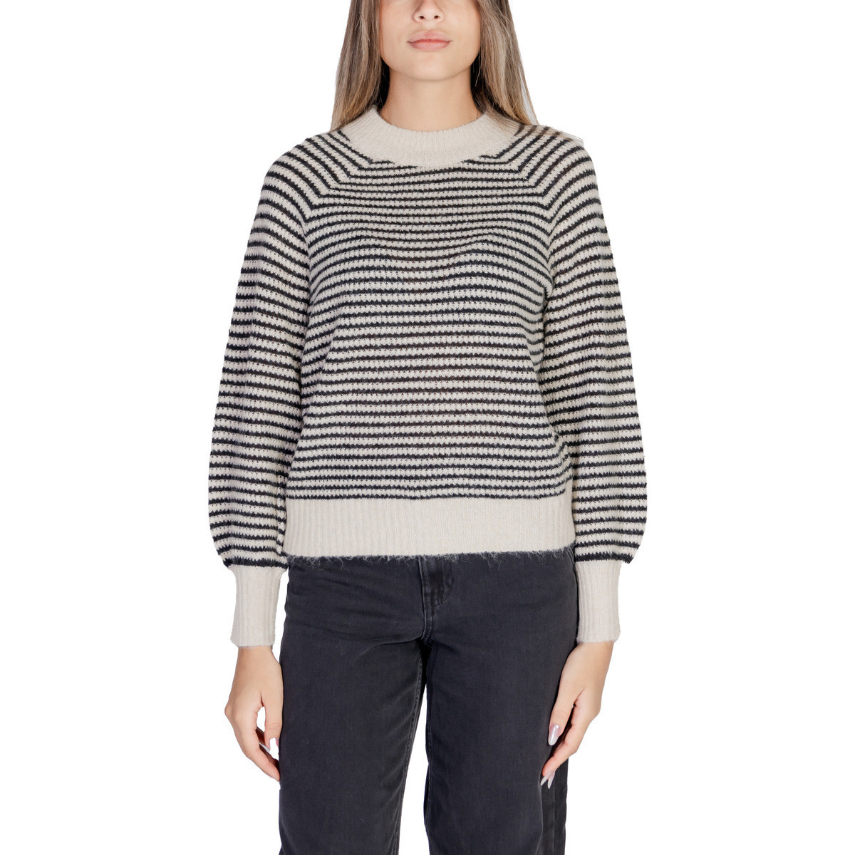 Vila  VISOFINA L/S GLITTER STRIPE KNIT TOP/PB 14098217  Zlatá