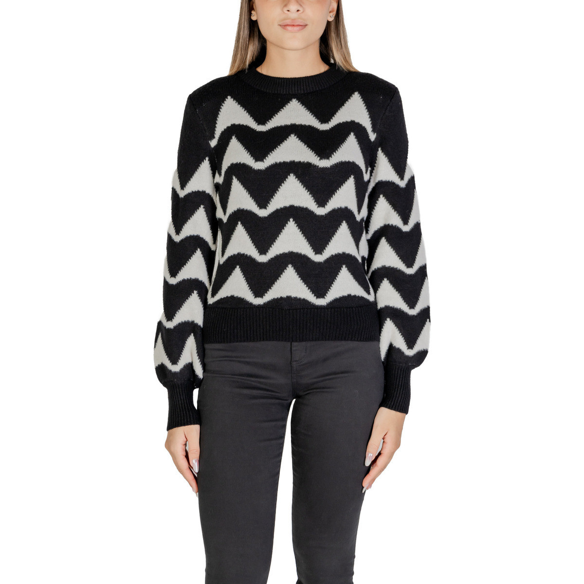 Jacqueline De Yong  JDYTINA L/S JACQUARD PULLOVER KNT 15330567  Bílá