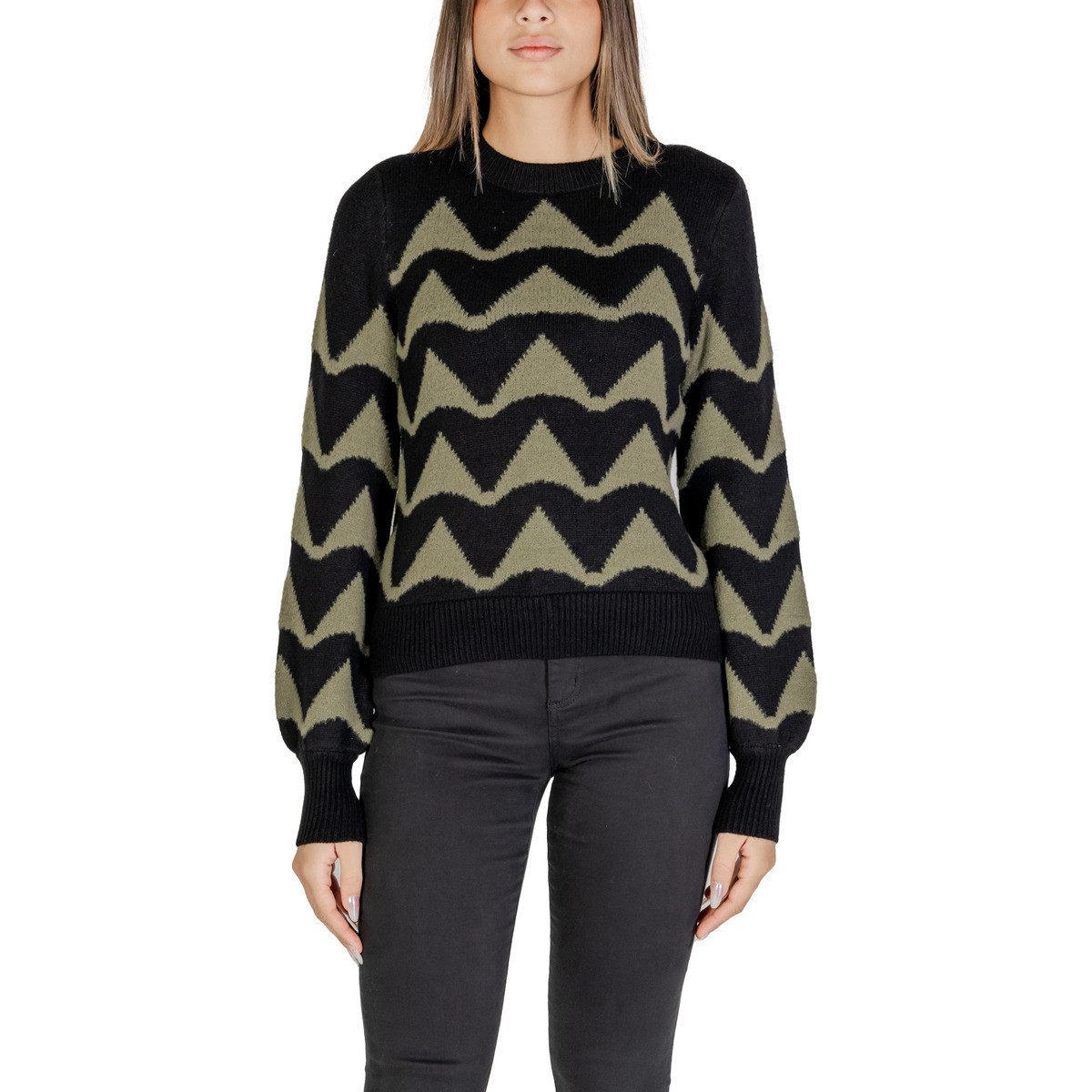 Jacqueline De Yong  JDYTINA L/S JACQUARD PULLOVER KNT 15330567  Zelená