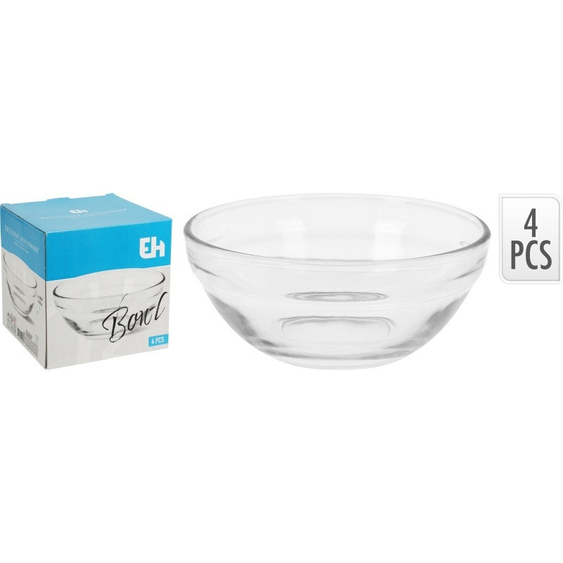 EXCELLENT Sada servírovacích misek 4 ks průměr 14 cm sklo KO-YE6000280