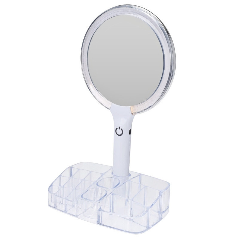 EXCELLENT Kosmetické zrcátko s LED osvětlením a organizérem 18 x 34,5 cm KO-170488360