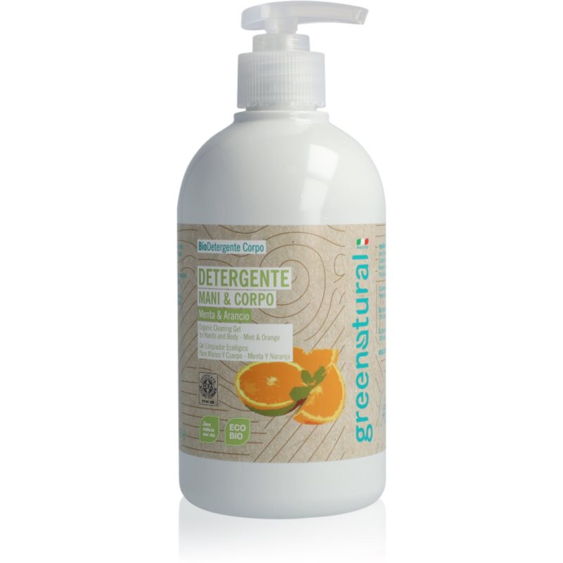 Greenatural Liquid Soap tekuté mýdlo na ruce a tělo Mint and Orange 500 ml