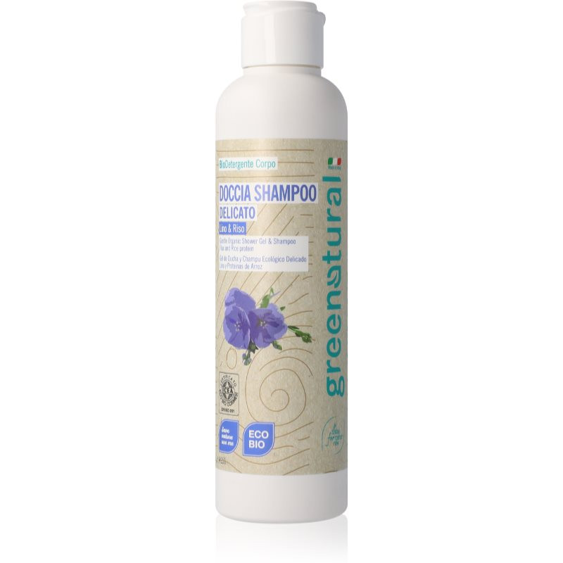 Greenatural Shower Gel & Shampoo sprchový gel a šampon 2 v 1 Linen and Rice 250 ml