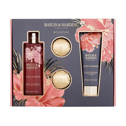 Baylis & Harding Boudoire Tropical Paradise : sprchový krém 300 ml + tělové mléko 200 ml + bomba do koupele 2 x 75 g pro ženy