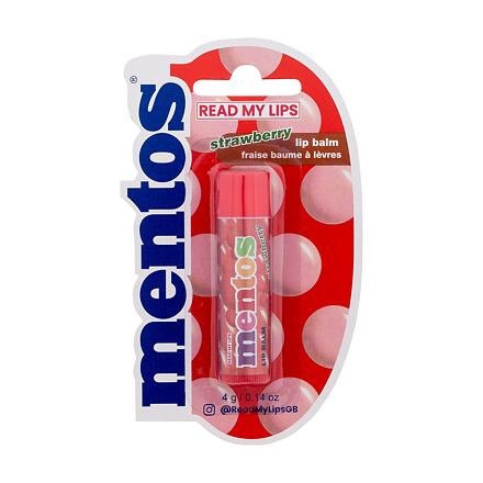 Read My Lips Mentos Strawberry Lip Balm hydratační balzám na rty s příchutí jahodových mentos 4 g