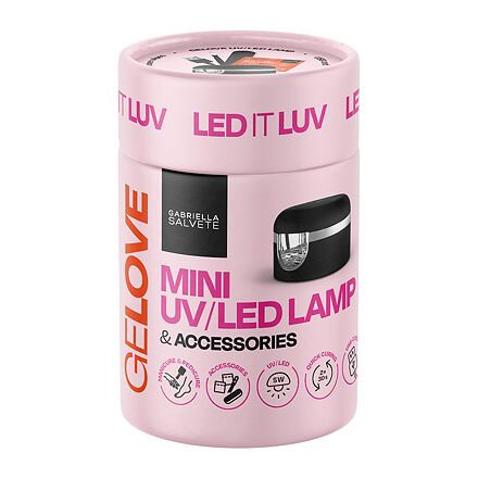 Gabriella Salvete GeLove Mini UV/LED Lamp & Accessories odstín černá : UV/LED lampa 1 ks + zatlačovač nehtové kůžičky 1 ks + mini pilník na nehty 1 ks + odstraňovací ubrousek gel laku 10 ks