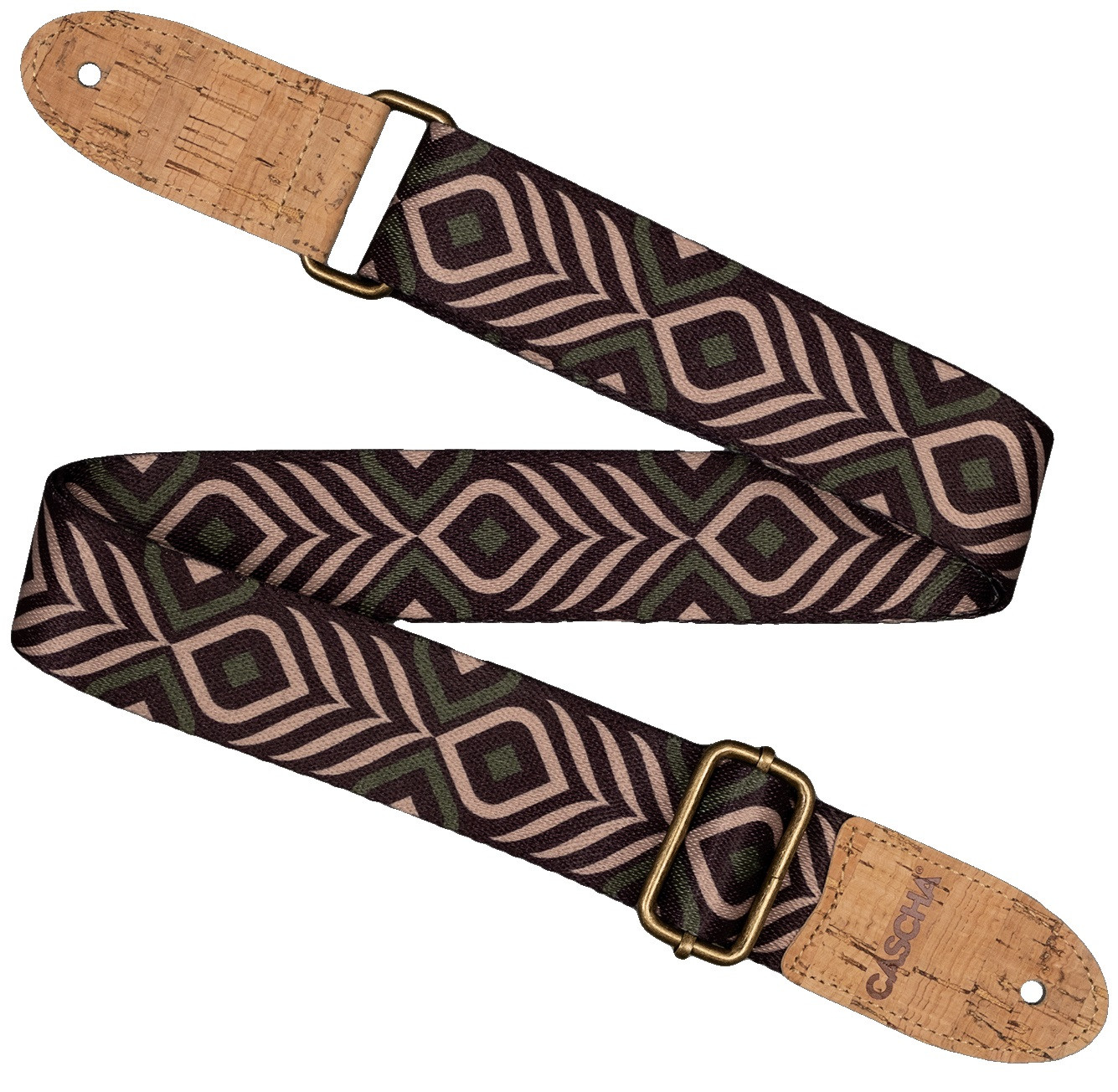 Cascha CUS-VC9 Ukulele Strap Vegan Cork - Green Chevron