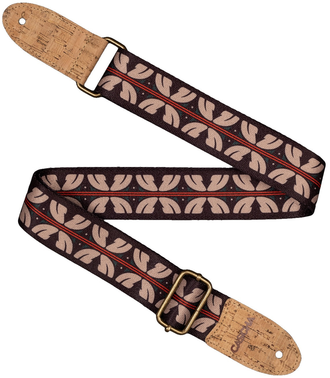 Cascha CUS-VC10 Ukulele Strap Vegan Cork - Ethnic Red Stripes