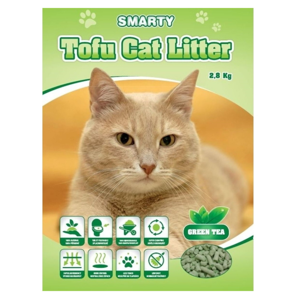 SMARTY Tofu cat litter green tea podestýlka pro kočky 2,8 kg, poškozený obal