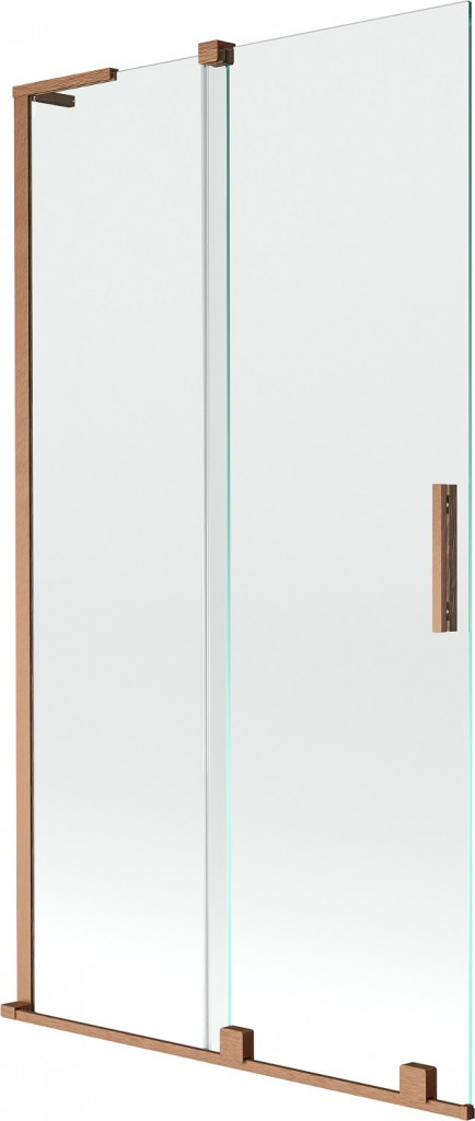 MEXEN/S Velar L dvoukřídlá posuvná vanová zástěna 100 x 150 cm, transparent, měď karáčovaná 896-100-003-01-65