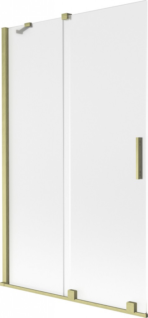 MEXEN/S Velar dvoukřídlá posuvná vanová zástěna 110 x 150 cm, dekor, zlatá szczotkowany 896-110-000-31-55