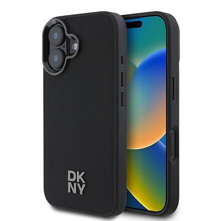 Zadní kryt DKNY PU Leather Stack Logo Magsafe pro Apple iPhone 16, černá