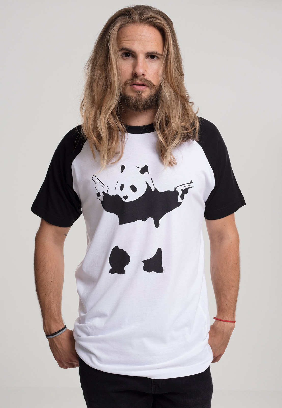 Brandalised - Banksy's Graffiti Panda Raglan Tee wht/blk