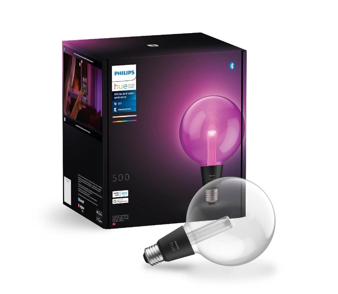 HUE Lightguide LED žárovka E27 G125 6,8W 500lm 2000-6500K RGB CRI80 IP20, stmívatelná