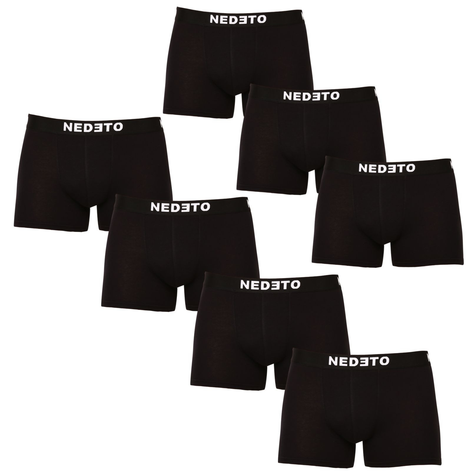 7PACK pánské boxerky Nedeto černé (7NB001-brand) XXL, trenky / trenýrky