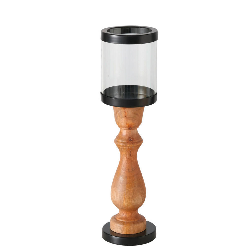 XXXL STOJAN NA SVÍČKU dřevo, kov, sklo