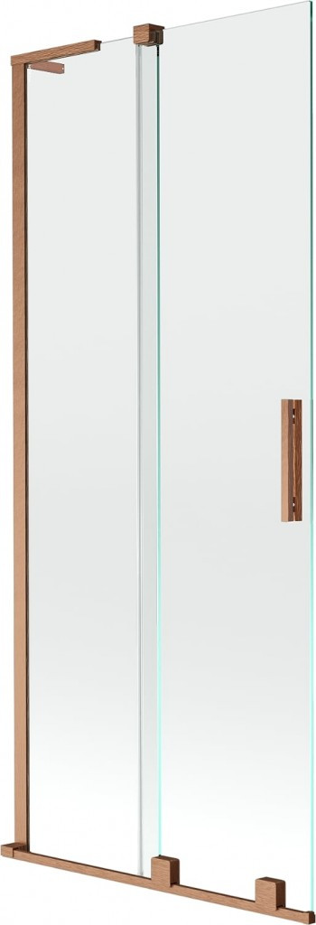MEXEN/S Velar L dvoukřídlá posuvná vanová zástěna 80 x 150 cm, transparent, měď karáčovaná 896-080-003-01-65