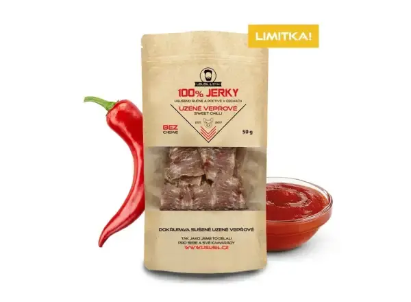 Usušil & syn 100% JERKY Uzené vepřové sweet chilli 50 g