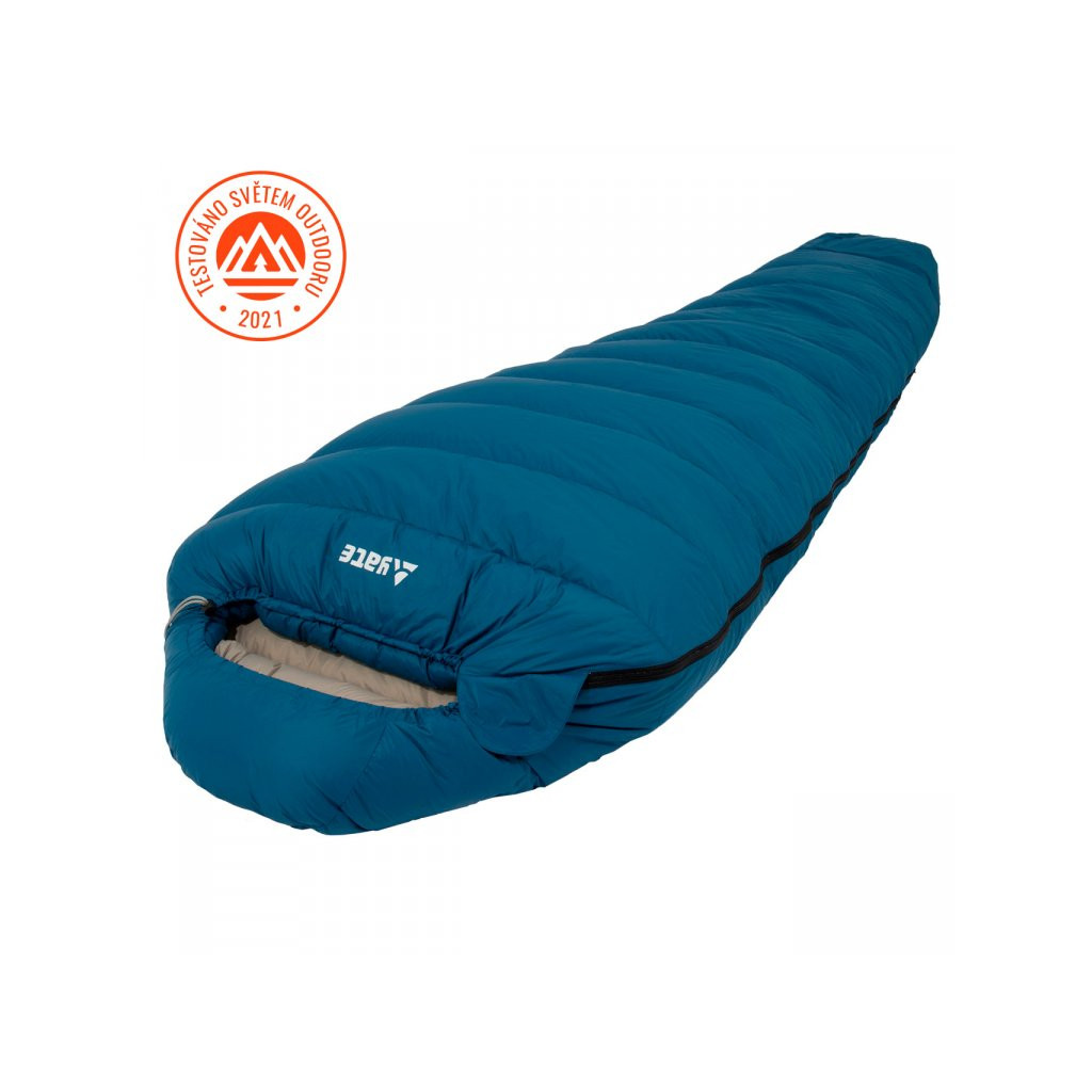 Spací pytel Yate Anseris 900 péřový L s vakem - modrý, levý zip
