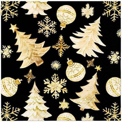 PAW Vánoční ubrousky PAW L - Golden Christmas Tree black - SDL238918