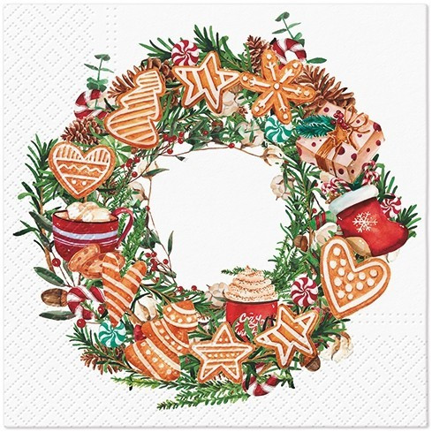 PAW Vánoční ubrousky PAW L - Gingerbread Wreath - SDL238500