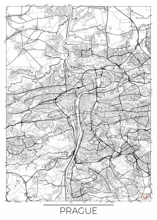 Hubert Roguski Mapa Prague, Hubert Roguski, 30 × 40 cm